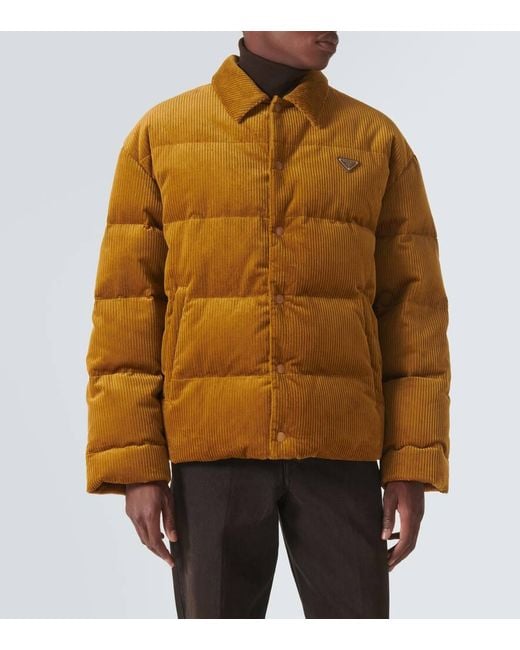 Prada Yellow Cotton Corduroy Puffer Jacket for men