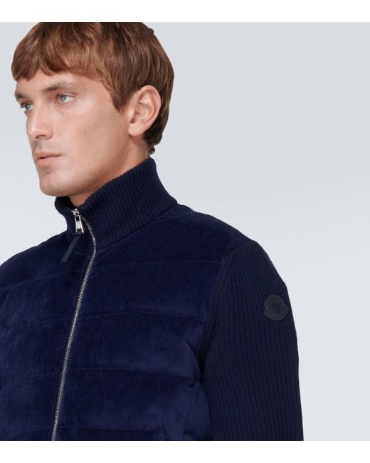 Moncler Blue Corduroy Wool Down Jacket for men