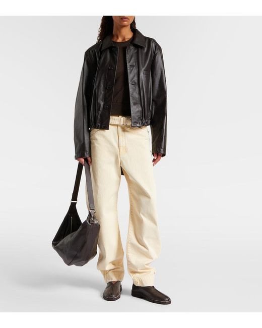 Lemaire Brown Piped Leather Loafers