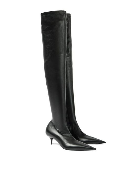 Balenciaga Black Avenue Leather Over-The-Knee Boots