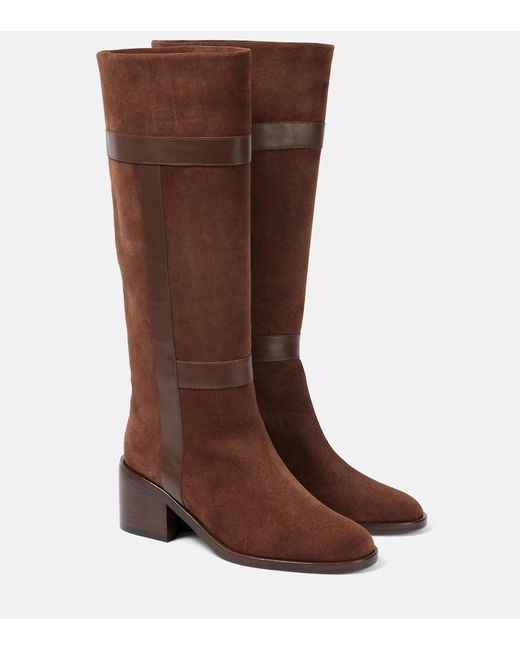 Robert Clergerie Brown Lyube 65 Shearling-Lined Suede Knee-High Boots