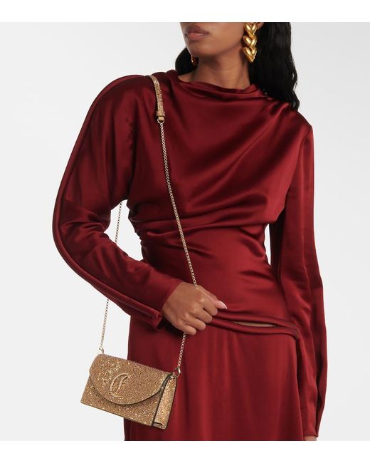 Christian Louboutin Metallic Clutch Loubi54 Small Aus Leder Mit Kristallen
