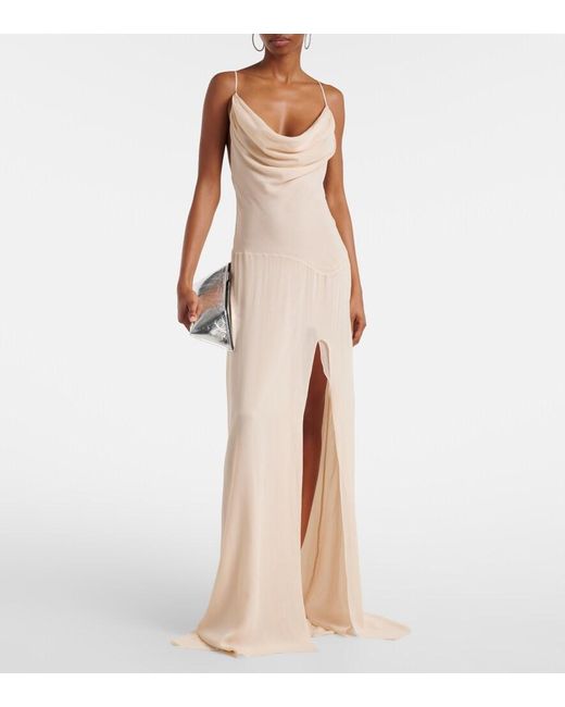 Blumarine Natural Georgette Maxi Dress