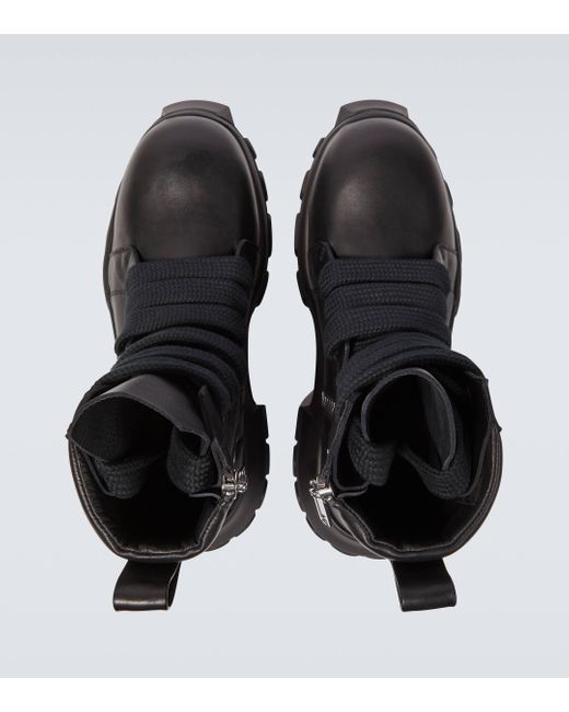 Rick Owens Black Jumbo Laced Leather Boots for men