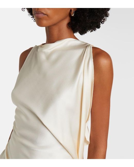 Victoria Beckham White Kyra Draped Midi Dress