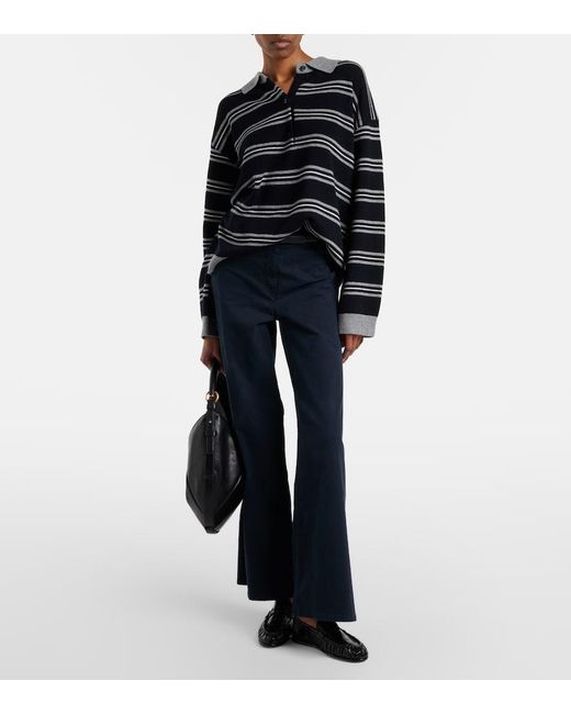 Nili Lotan Black Galvez Striped Cashmere Polo Sweater