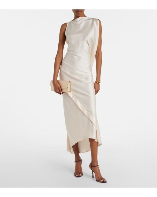 Victoria Beckham Natural Dorian East-West Satin Clutch