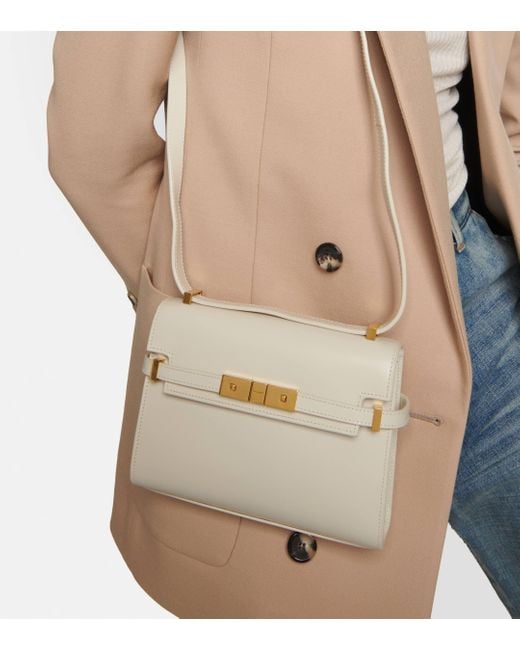 Saint Laurent White Manhattan Mini Leather Shoulder Bag