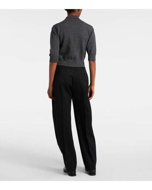 Givenchy Gray Cropped Wool And Alpaca Polo Sweater
