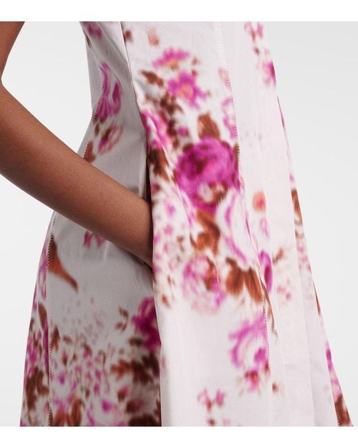 Erdem Pink Floral Cotton Poplin Shirt Dress