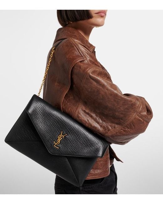 Saint Laurent Black Cassandre Leather Shoulder Bag