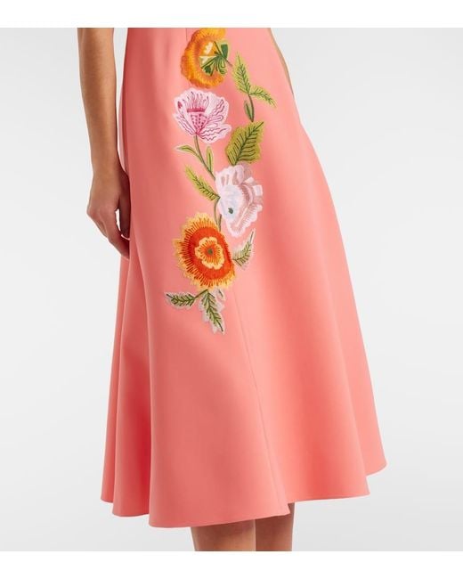 Carolina Herrera Pink Embroidered Floral Cocktail Dress