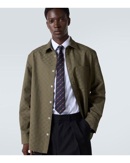 Gucci Blue Web Stripe Silk Twill Jacquard Tie for men