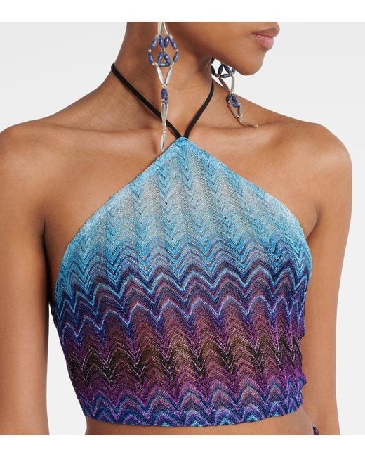 Missoni Blue Halterneck Crop Top
