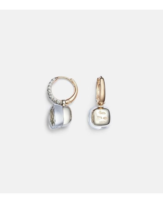 Pomellato White Nudo Classic 18Kt Rose And Earrings With Topaz And Diamonds