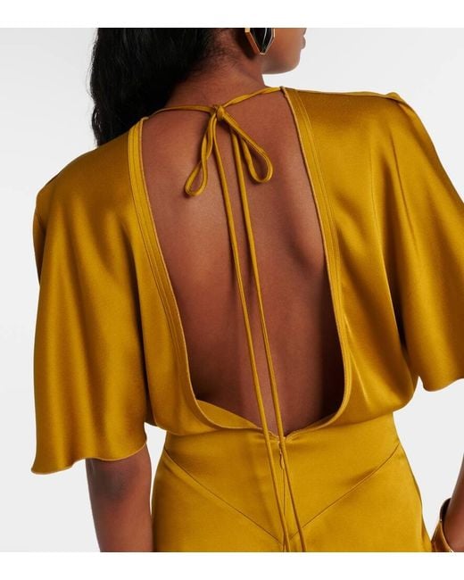 Victoria Beckham Metallic Gathered Satin Gown
