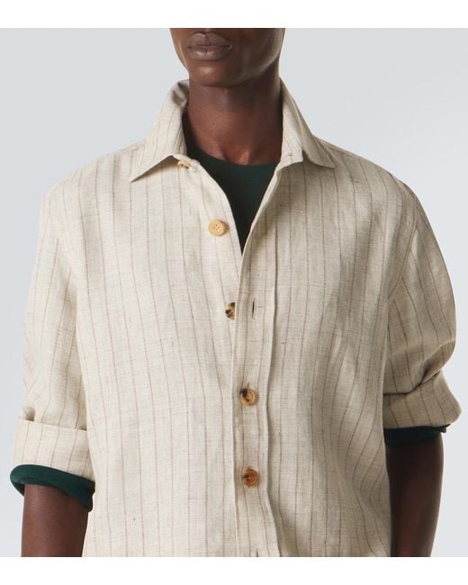 Rubinacci Natural Striped Linen And Wool Shirt for men