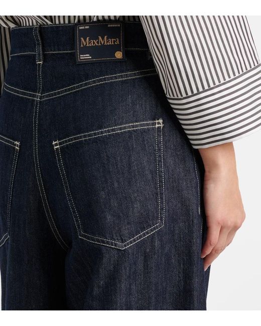 Max Mara Blue Weite High-Rise-Hose