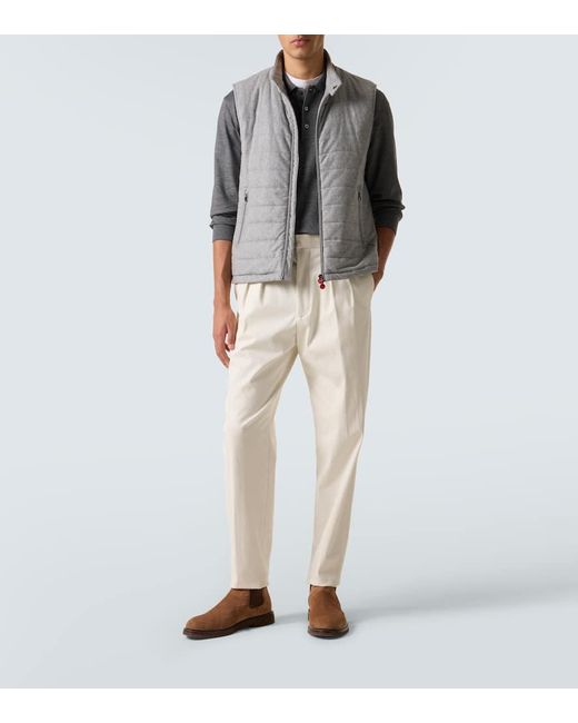 Kiton Weste Aus Kaschmirgemisch Mit Veloursleder in Gray für Herren