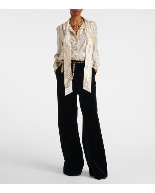 Chloé Black Cotton Velvet Flared Pants