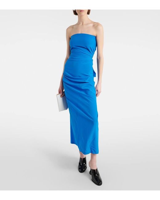 Proenza Schouler Blue Odette Strapless Maxi Dress