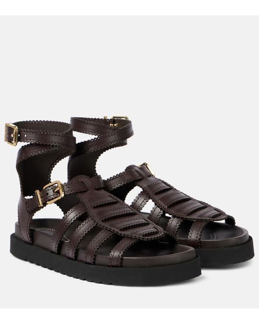 Zimmermann Black Goldie Leather Gladiator Sandals