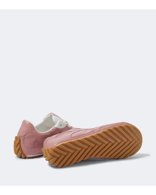 Bottega Veneta Pink Orbit Flash Leather Sneakers for men