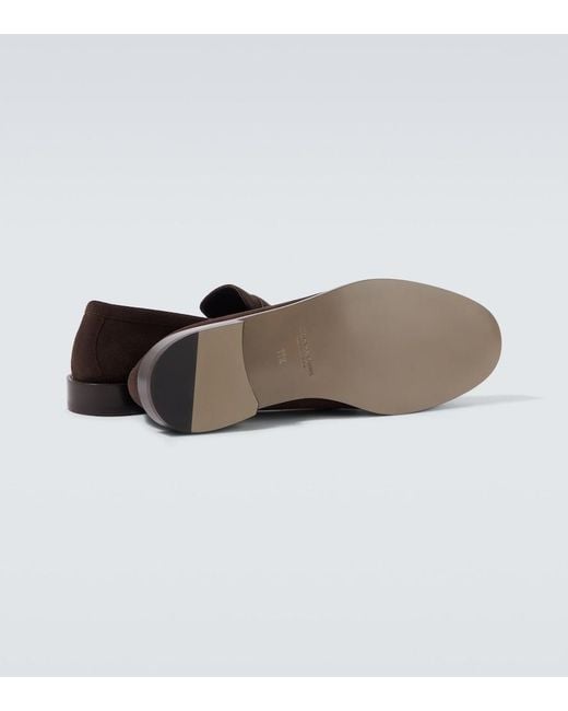 Manolo Blahnik Brown Perry Suede Penny Loafers for men
