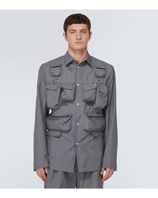 Prada Gray Wool And Mohair Shirt for men