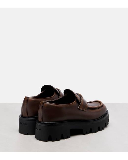 Prada Brown Plateau-Loafers Aus Leder
