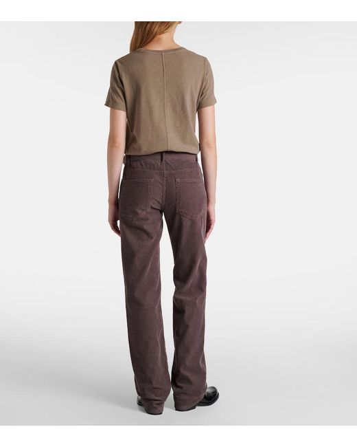 The Row Brown Carlyl Mid-Rise Corduroy Straight Pants