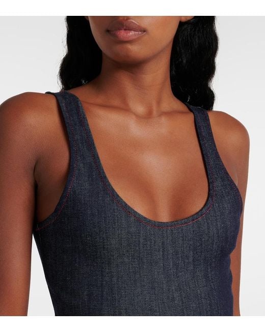 Alaïa Blue Denim Bodysuit