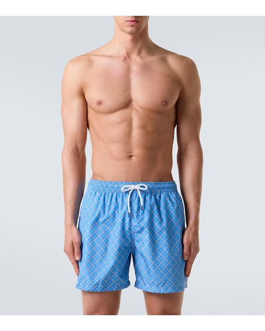 Fedeli Blue Madeira Floral Swim Trunks for men