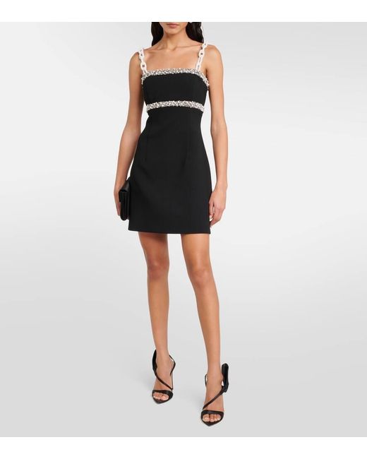 Rebecca Vallance Black Eva Embellished Stretch-cady Mini Dress
