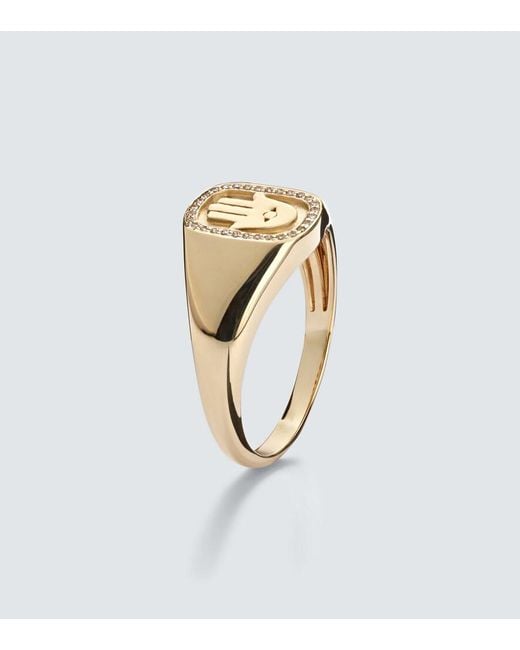 Sydney Evan White Hamsa Icon 14Kt Ring With Diamonds for men