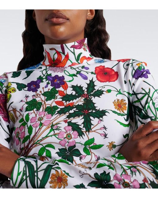 Gucci White Flora Printed Jersey Top