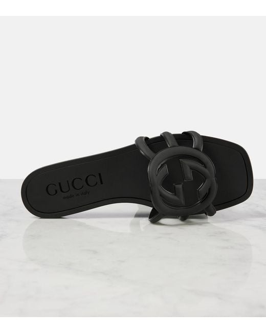Gucci Black Interlocking G Slide Sandal