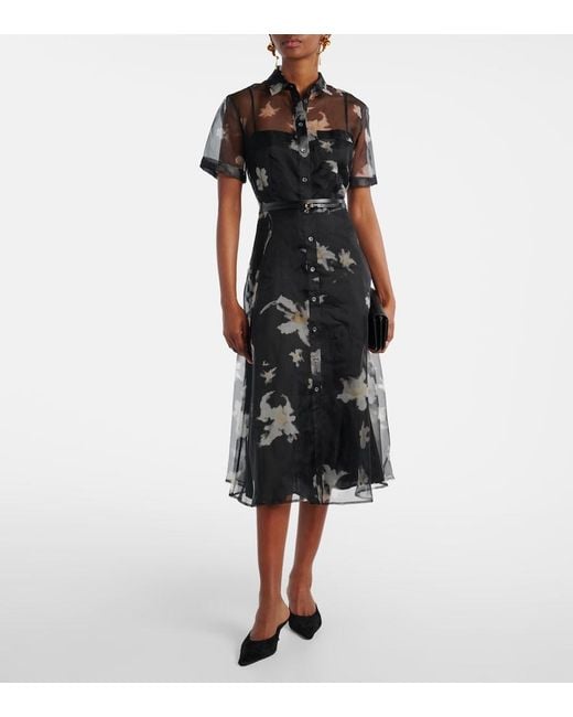 Altuzarra Black Kiera Floral Silk Midi Dress
