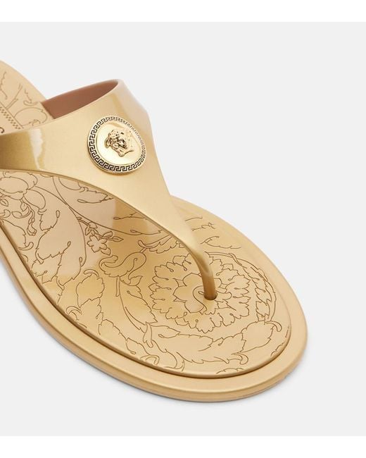 Versace Natural Alia Medusa Thong Sandals