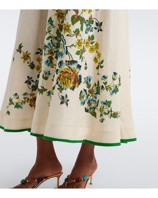 ALÉMAIS Green Phyllis Floral Linen Maxi Dress