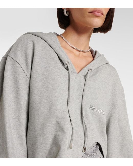 The Attico Gray Asymmetric Cotton-Blend Jersey Hoodie