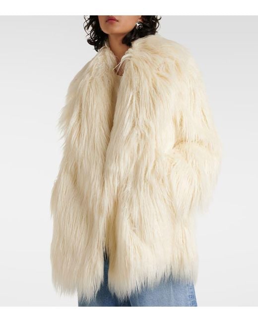 Frankie Shop White Liza Faux Fur Coat