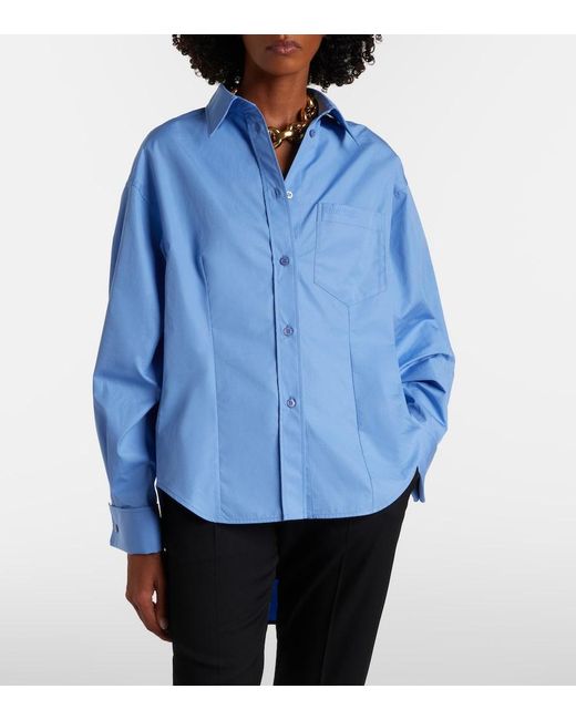 Balenciaga Blue Asymmetric Cotton Poplin Shirt