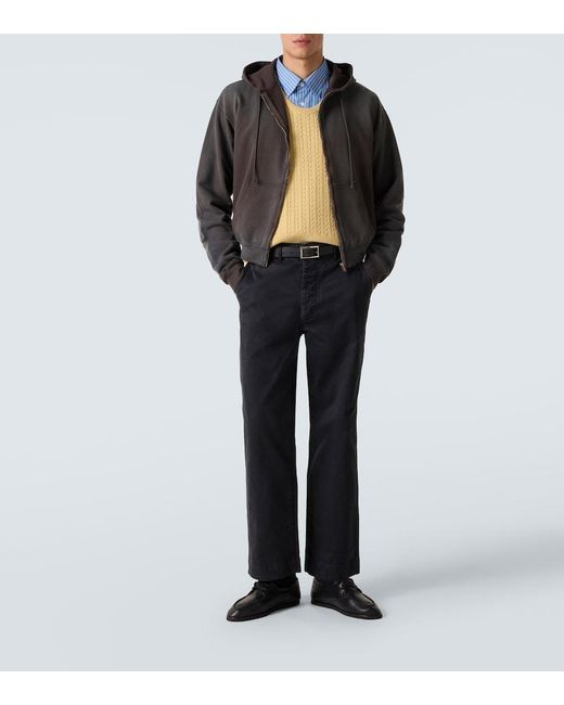 Auralee Blue Cotton Chinos for men