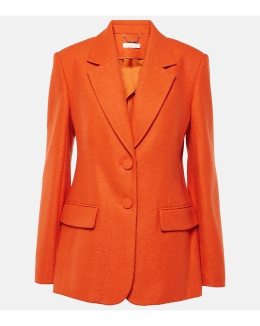 Chloé Orange Felted Wool And Cashmere Jersey Blazer