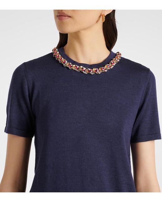 Pull En Laine Et Soie Carolina Herrera en coloris Blue