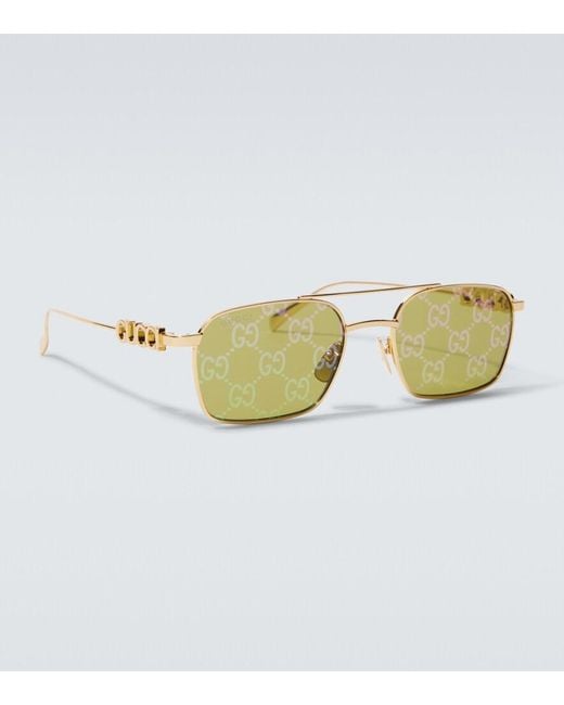Gucci Green Gg Rectangular Sunglasses for men