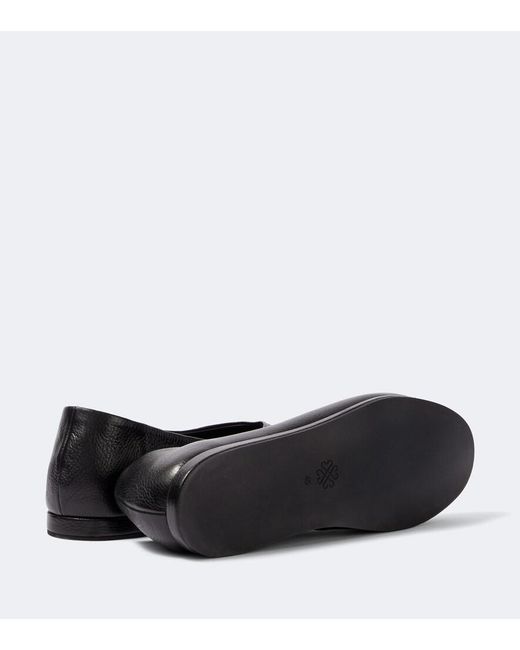 Saman Amel Black City Leather Slip-On Shoes for men