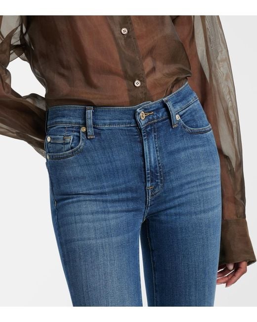7 For All Mankind Blue Hw High-Waist Skinny Jeans