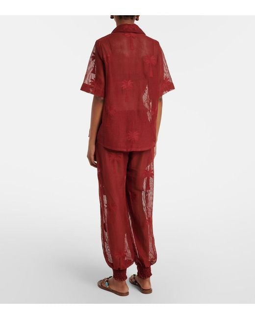 Johanna Ortiz Embroidered Cotton-Blend Mesh Balloon Pants